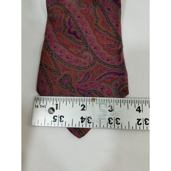Claybrooke Mens Silk Handmade Maroon Paisley Tie 3.5" Width 69" Length Vintage - Picture 5 of 6